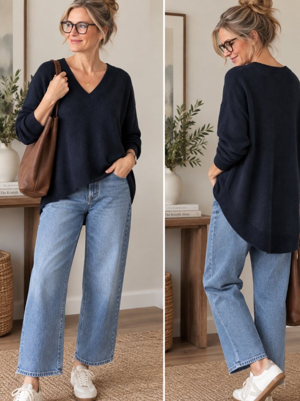Banana Republic Navy High Low V-Neck Sweater Size XL PTP24